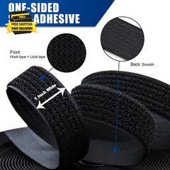 1 Inch X 16 Ft Adjustable Hook and Loop Cable Straps with 25 Metal Buckles, Cut-