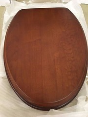 Porcher 71115-00.670 Elongated Wood Toilet Seat with BN Hinges, NATURAL CHERRY