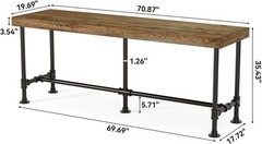 70.9” Solid Wood Bar Table Industrial Narrow High Top Bar Unit for 6-8 People