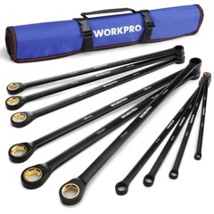 WORKPRO 10PC Extra Long Ratcheting Wrench Set 8-19mm Combination Metric 72-Teeth