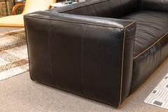 Contemporary Modern Four Hands Nolita Reverse Stitch Black Leather Sofa