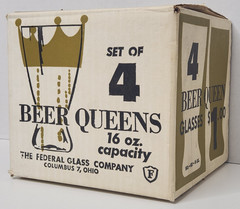 Vtg 1958 Beer Queens Set of 4 16oz Pint Glasses Clear *pre-Owned*