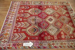Tribal Geometric Red Rug 4×5 Hand-knotted Wool Traditional Vintage for Any Room