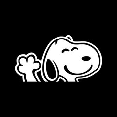 Snoopy Waving Cartoon White Vinyl Decal Window Laptop Bumper Sticker 8×4.2 in
