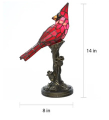 Stained Glass Cardinal Lamp Table Bird Red Ornament New Light Mantel Tiffany End
