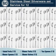 60/20pcs Stainless Steel Silverware Set – Heavy Duty Commercial New