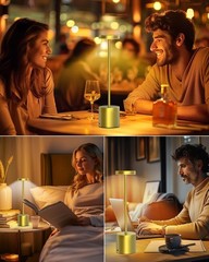 Metal Table Desk Lamp Cordless Touch Control Dimmable Night Light Rechargeable
