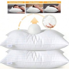 Pack of 2 Bed Pillows Quilted HOTEL QUALITY Down Alternative Gusseted Pillow