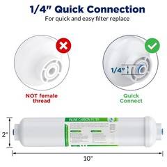 1-10 Pack Inline Post Carbon Water Filter 1/4″ QC for 5-Stage RO Reverse Osmosis