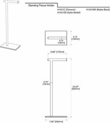 Gatco Modern Square Base Toilet Tissue Holder Stand, 21.25″ Chrome 1431C