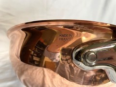 Mauviel 1830 Copper 8 ½” M’6 Chefs Pan Round Bottom 2qt Stainless Steel Handle