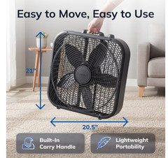 20″ Cool Colors Classic Box Fan with Weather-Resistant Motor, 3 Speeds…