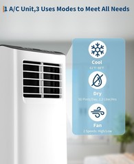 Portable AC Unit 3-in-1 8000 BTU, Air Conditioner Cooling Dehumidifier Fan