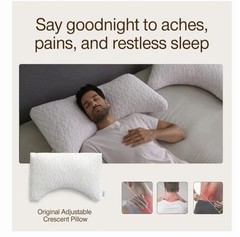Coop Home Goods Original Crescent Adjustable Pillow, King Bed Pillows for…