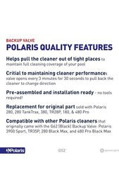 G52 Complete Back-Up Valve Kit for 180/280/380/3900 Polaris Cleaners