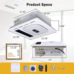 4-in-1 Bathroom Exhaust Fan with Bluetooth Speaker 1800W Dual Heater 180 CFM