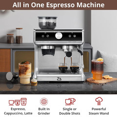 Barista Express Espresso Machine with Grinder & Milk Frother – Silver