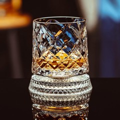 4Pcs Set Spinning Whiskey Glasses 9.5Oz Lead-Free Rotatable