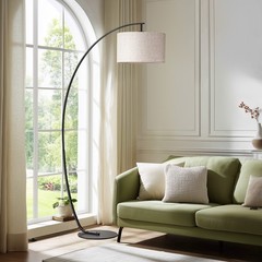 EDISHINE Modern Arched Floor Lamp, Remote & Foot Switch, No Bend Needed, 68.5 In