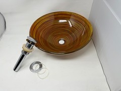 WASAUNA Tempered Glass Vessel Bathroom Sink Collection RARE
