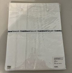 CRATE & BARREL CLASSIC WHITE TABLECLOTH 100% COTTON 60 X 90 SEATS 6-8 NEW