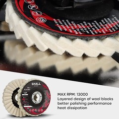 SHALL 4-1/2″ Wool Polishing Discs Finishing Wheel Buffing Pads,for Angle Grinder