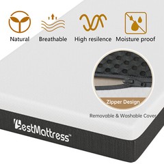 Gel Memory Foam Mattress with Removable Cover Medium Firm Support & Pressure
