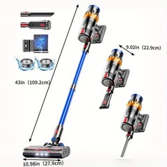 Cordless Vacuum Cleaner 550W Max 45kpa Brushless Motor 65min Runtime HEPA V28