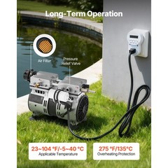 Uimoso Pond Aerator for Lakes up to 3Acres with 5.2CFM 3/4HP Air Compressor 550W