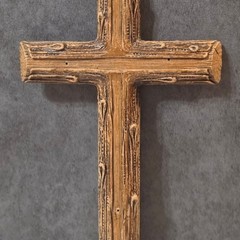 Vintage SyrocoWood Rugged Log Cross • 9.25″ Rustic Wall Decor • Made in USA 1950