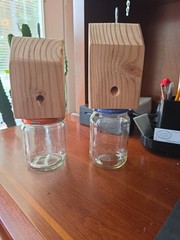 Carpenter Bee traps Handmade with soft pinewood Various size jars