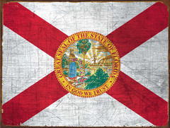 Florida State Flag Metal Sign Framed on Rustic Wood, Americana, Rustic Décor