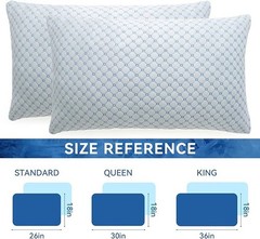Set of 2 Queen Size Cooling Bed Pillows for Sleeping Shredded Memory Foam Pillow
