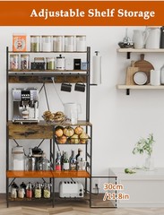 Large Brown Shelf Unit with Power Outlet, Freestanding Storage Organizer