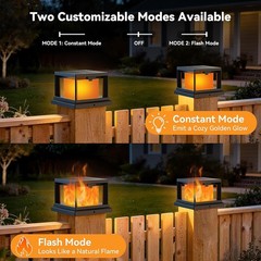 Solar Post Cap Lights Outdoor Flickering Flame Fence Lamp 4×4 Vinyl Wooden Posts