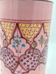 Unique Le Souk Ceramique Malika Tunisia Pink Green Blue Cylinder Utensil Holder