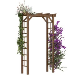 7 ft Natural Wooden Backyard Pergola w/ Side Panel for Climbing Vines