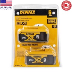 2 Pack DEWALT DCB205-2 20V Max XR 5.0Ah Lithium-Ion Battery New In Pack USA