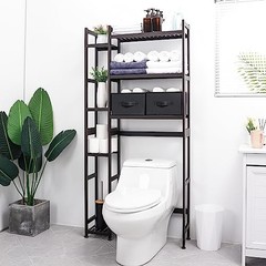 Homde Over The Toilet Storage with Basket and Drawer, Bamboo Bathroom Organizer