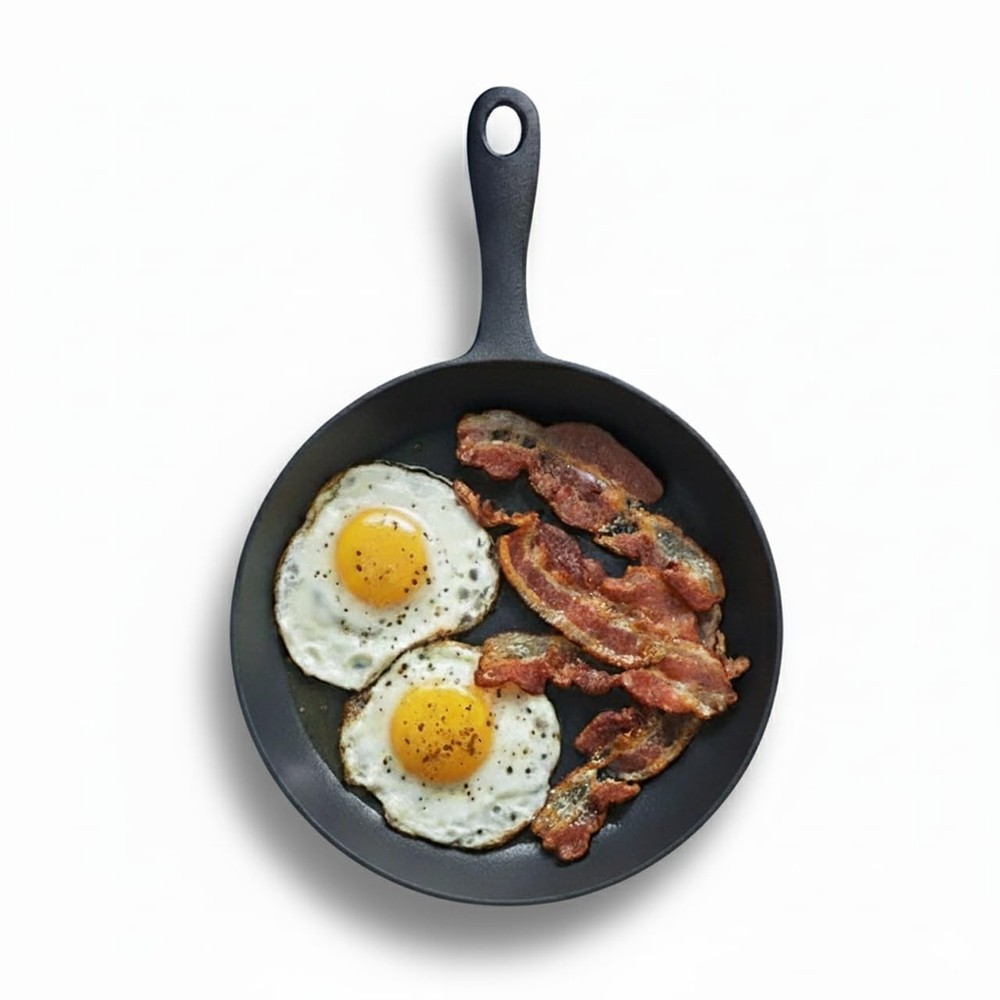 Flambo 8 Inch Smooth Cast Iron Skillet – Naturally Non-Stick, Pre-Seasoned Fr…