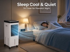 3-in-1 Evaporative Air Cooler 10L Water Tank 3-Speed Swamp Cooler w/Remote Fan