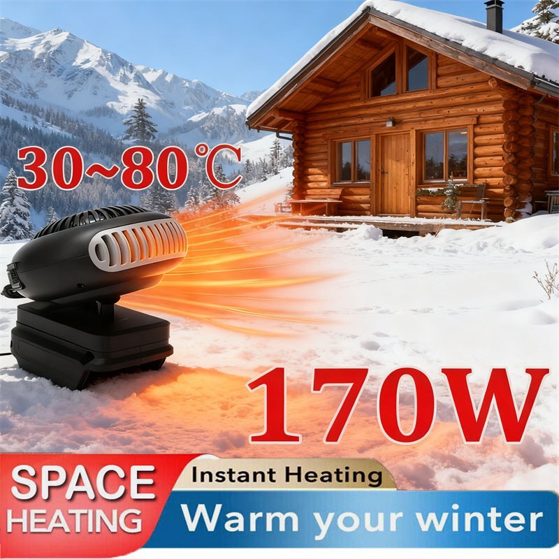 Small Space Heater 170W 2 Gears 18V Battery Operated Electric Fan Heater