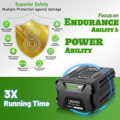 60V 5.0Ah Replacement for Greenworks Pro 60v Battery LB6051 LB604 LB602 B6025
