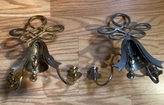 Hand Forged Iron Silver Metal Steel Two Arm Candleholder Wall Sconce