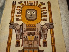 Vintage Native South American Ecuador Wool Rug Wall Hanging 44×32″