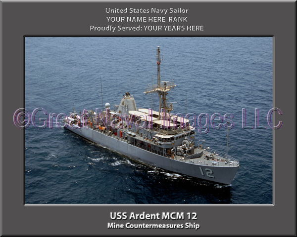 USS Ardent MCM 12 Personalized Canvas Ship Photo Print Navy Veteran Gift