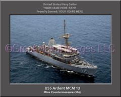USS Ardent MCM 12 Personalized Canvas Ship Photo Print Navy Veteran Gift