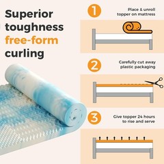 Cooling Gel Memory Foam Mattress Topper 5-Zone Pressure Relief Soft Bed Pad