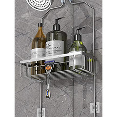 Bathroom Shower Caddy Hanging 3 Tier Rustproof Over Shower Head Organizer Silver