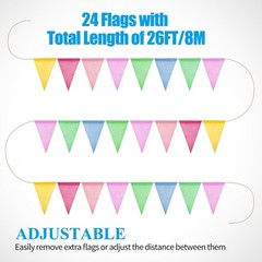26 Ft Pastel Color Pennant Banner Flags Multicolor Burlap Triangle Bunting Flags